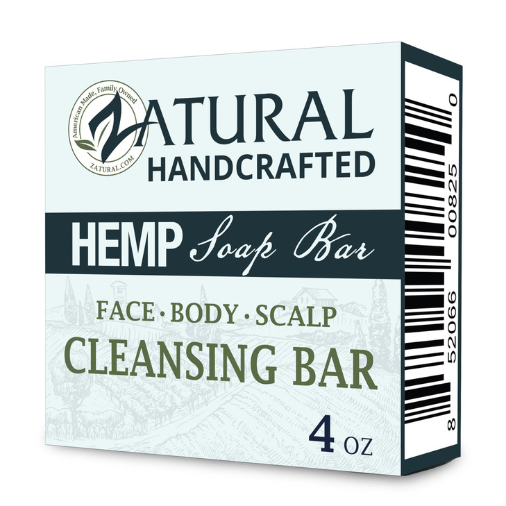 Zatural 100 Natural Hemp Bar Soap Gentle Cleansing Moisturizing Body Soap with Pure Botanical Ingredients Rich Lather Fo