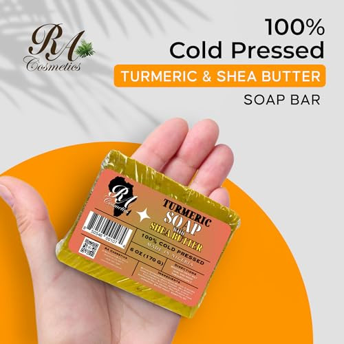 RA COSMETICS 100 Natural Turmeric Soap Bar for Face Body Handcrafted Cleansing Bar for Gentle Exfoliation Oil Control an