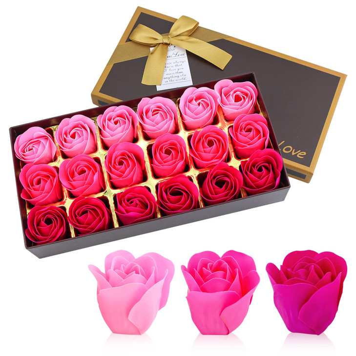 JIALEEY Floral Scented Bath Soap Rose Flower Petals Plant Essential Oil Rose Soap Set Shaped Petals Gifts Ideas for Her