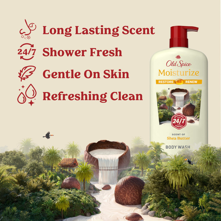 Old Spice Cleansing Body Wash for Men 247 Shower Fresh with Lasting Scent Restore Renew Gentle on Skin Vitamin B3 Moistu