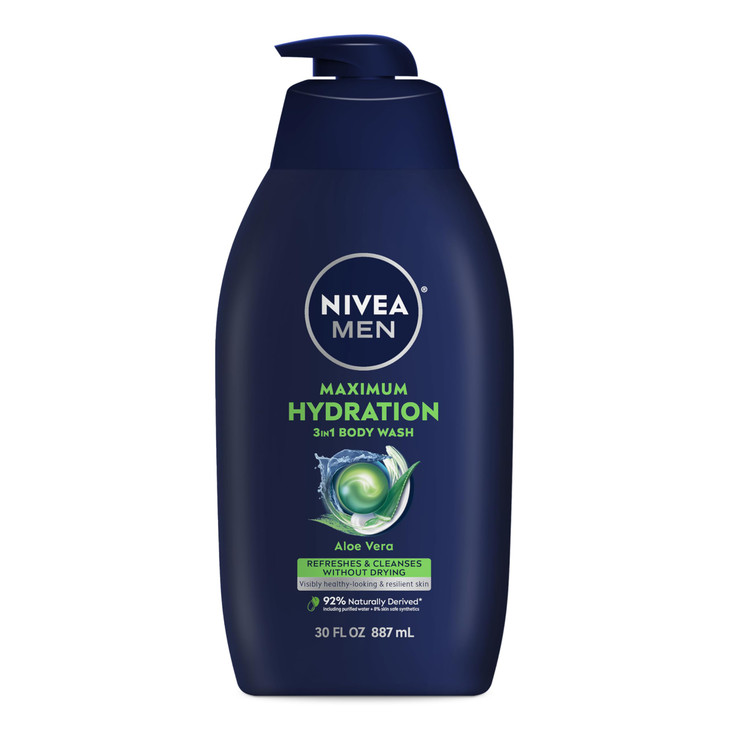 Nivea Men Maximum Hydration Body Wash for Dry Skin Aloe Vera Enriched 3in1 Moisturizing Body Wash Face and Hair Paraben