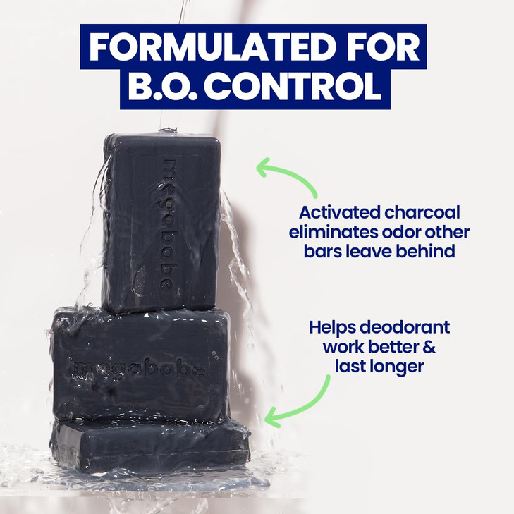 Megababe Underarm Bar Soap Space Bar With Detoxifying Charcoal for Odor Control 45 oz