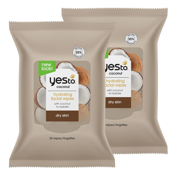 Yes To Face Wipes for Women and Men Restoring Facial Cleansing Wipes for Use as a Make Up Remover Cleaning Soothing Coco