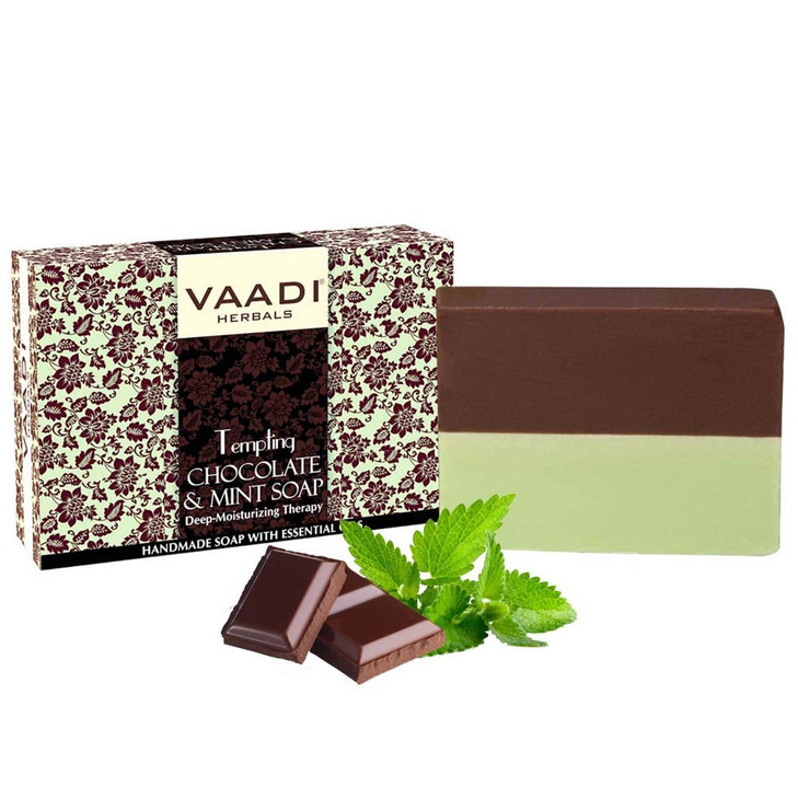 Vaadi Herbals Chocolate and Mint Bar Soap Deep Moisturising Therapy Handmade Herbal Soap with 100 Pure Essential Oils AL