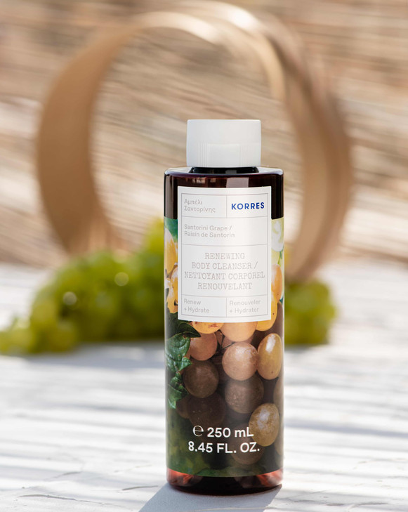 KORRES Renewing Body Cleanser Santorini Grape Foaming Shower Gel for Women Men with Hydrating Greek Botanicals Body Wash