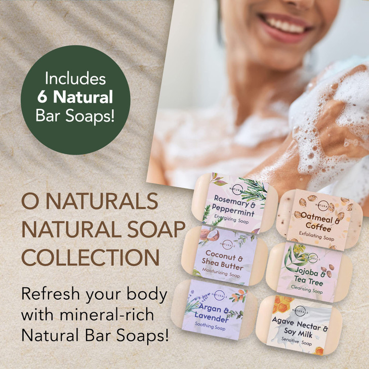 O NATURALS 100 Natural Bar Soap Gift Set Organic Ingredients Essential Oils Spa Gifts for Women Men Body Wash Face Soap
