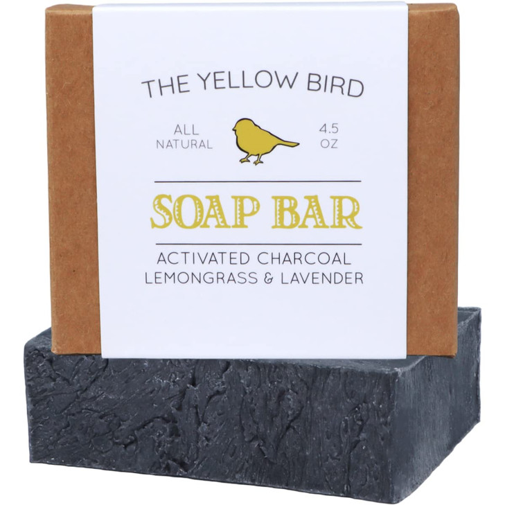 The Yellow Bird Natural Charcoal Soap Bar for Face Body Acne and Sensitive Skin Handmade with Organic Ingredients Essent