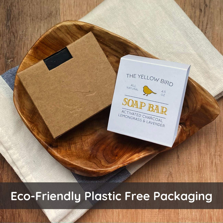 The Yellow Bird Natural Charcoal Soap Bar for Face Body Acne and Sensitive Skin Handmade with Organic Ingredients Essent