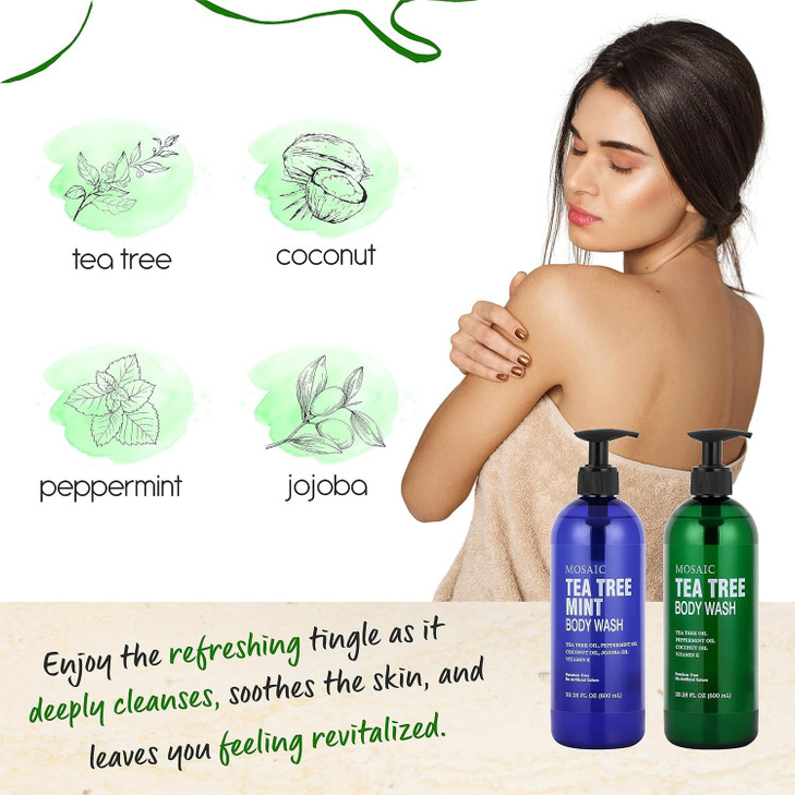 AnatoliaDaphne Tea Tree Body Wash and Shower Gel with Vitamin E for Jock Itch Eczema Ringworm Body Odor Body Wash Women