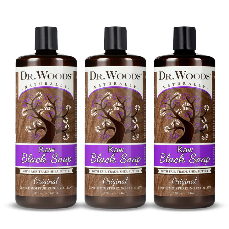 Dr Woods Raw African Liquid Black Soap Body Wash for Men and Women Contains Organic Shea Butter Gentle Exfoliant Natural