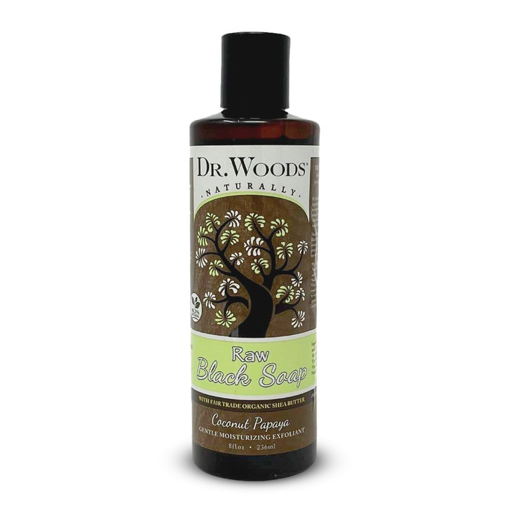 Dr Woods Raw African Liquid Coconut Papaya Black Soap Body Wash for Men Women Organic Shea Butter Gentle Exfoliant Cocon