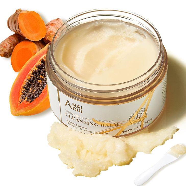 ANAI RUI Turmeric Makeup Remover Balm Turmeric Cleansing Balm Face Exfoliator for Melting Makeup Cleansing Pores Blackhe