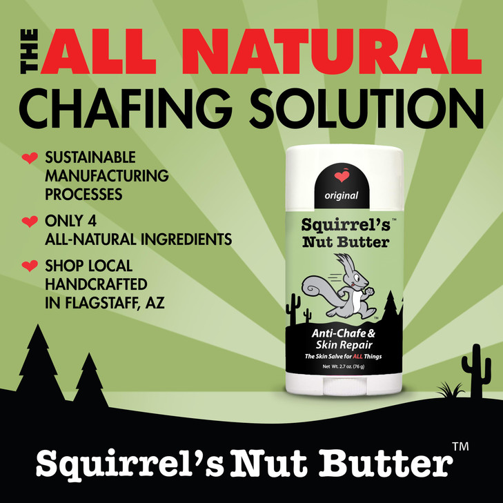 Squirrels Nut Butter Anti Chafe Stick All Natural Chafe Prevention Skin Care for Athletes Runners Adventurers Thighs Arm