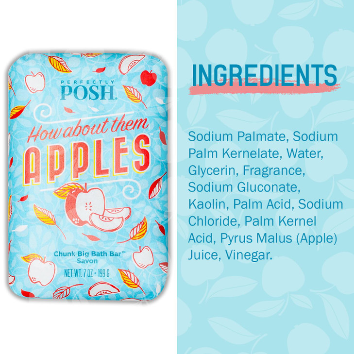 Perfectly Posh How About Them Apples Big Bath Bar Nourishing Soap with Cinnamon Apple Fragrance for Energizing Bath Time
