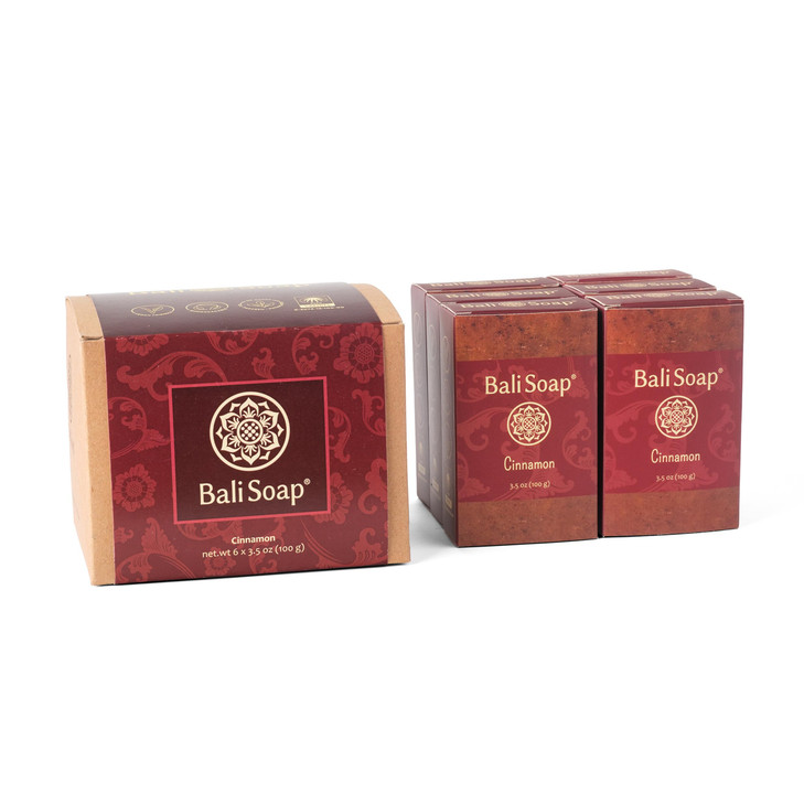 Bali Soap Cinnamon Natural Soap Bar for Men Women Vegan Handmade Exfoliating Moisturizing 6 Pack 35 Oz Each