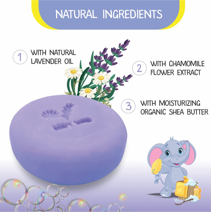 Relaxcation MADE IN USA LAVENDER CHAMOMILE BABY Soap Bar for KIDS with Lavender Essential Oils Organic Chamomile Water a