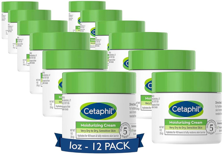 Cetaphil Face Body Moisturizer Hydrating Moisturizing Cream for Dry to Very Dry Sensitive Skin NEW 1 oz 12 Pack Fragranc
