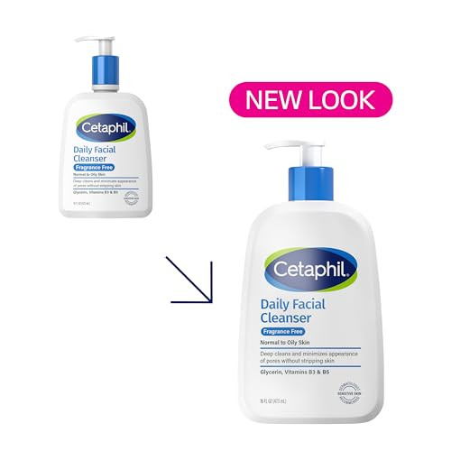 Cetaphil Face Wash Daily Facial Cleanser for Sensitive Combination to Oily Skin 16 Oz Fragrance Free Gentle Foaming Soap