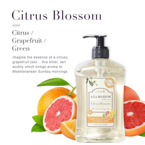 A LA MAISON French Liquid Hand Soap Citrus Blossom Natural Hand Wash Made with Essential Oils Biodegradable PlantBased V
