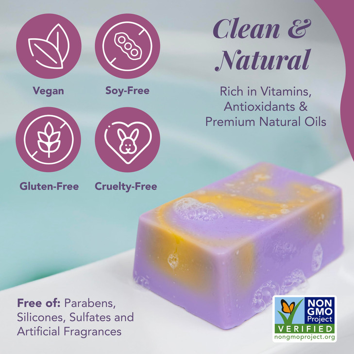Saavy Naturals Soap Bar Lavender Chamomile CleanPlantBased Ingredients Made In USA Sensitive Skin Sulfate Free Organic B