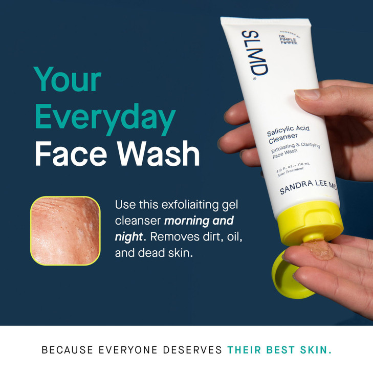 SLMD by Dr Pimple Popper Salicylic Acid Cleanser 4 fl oz Exfoliating Gel Cleanser Face Wash AcneProne Skin Face Wash Hel