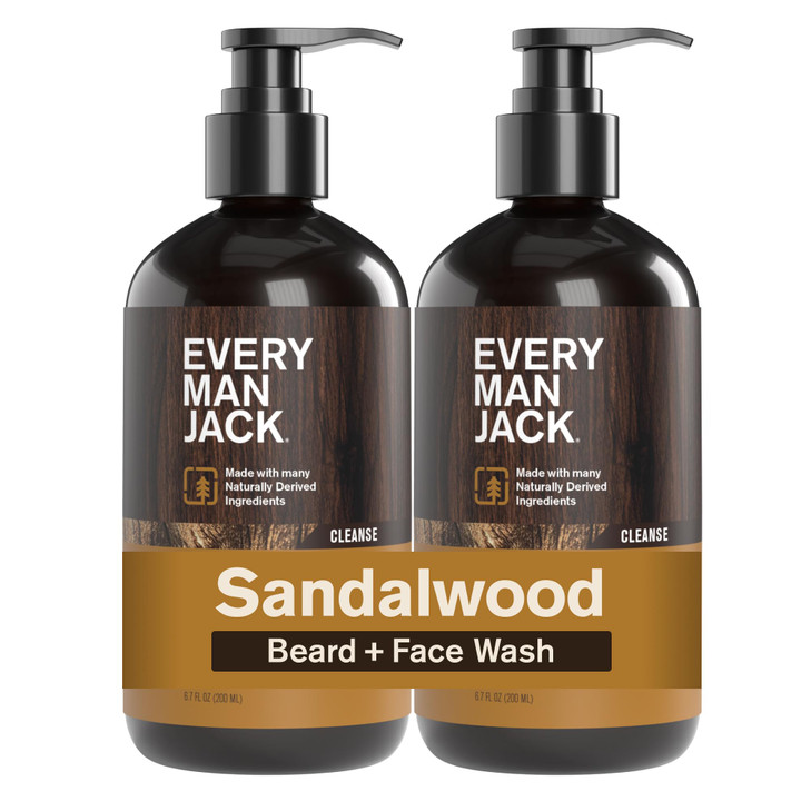 Every Man Jack Sandalwood Beard Wash Cleanse Soften and Hydrate for a Healthier Beard Made wNaturally Derived Ingredient
