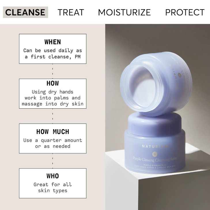 Naturium Purple Ginseng Cleansing Balm Plus PlantBased Esters LinoleicRich Oils Smoothing Face Wash 30 oz