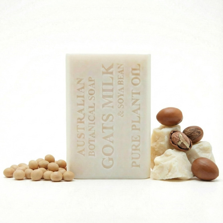 Australian Botanical Soap Goat Milk Soap Bar TripleMilled Body Cleanser with Shea Butter Soya Bean Oil Gentle Hydration
