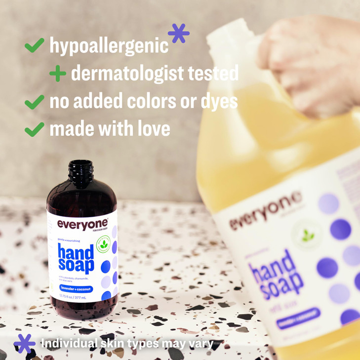 Everyone Liquid Hand Soap Refill 1 Gallon Lavender and Coconut made with Essential Oils for kitchen and bathroom