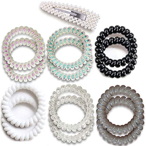 Shinon Hair Ring Coil Hair Ties Spiral Phone Cord Hair Ties Elastics Traceless Hair Coils Ponytail Holders with One Pearl hairpin(13Pcs) online at globaldelivered
