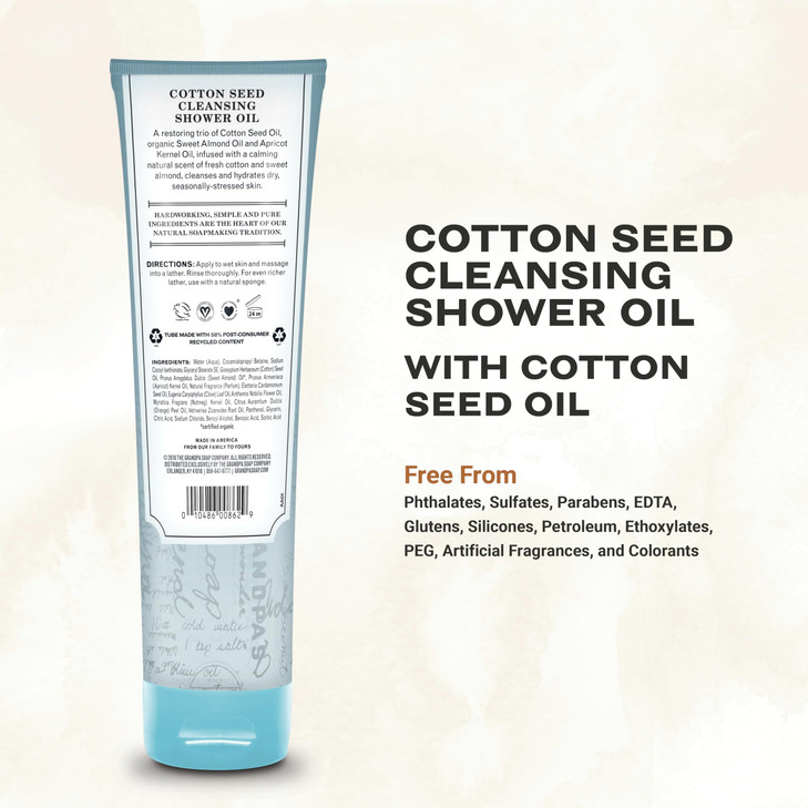 The Grandpa Soap Company Cottonseed Oil Body Wash Cottonseed Organic Sweet Almond Oils Clean Vegan Cruelty Free Formula