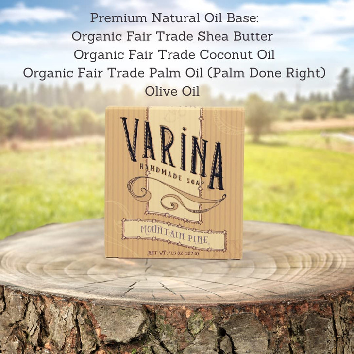 Varina Natural Mountain Pine Bar Soap Gentle Cleansing for Sensitive Skin Fresh 3 Pack