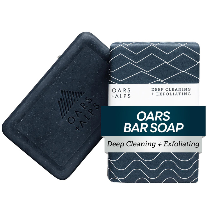 Oars Alps Exfoliating Moisturizing Bar Soap for Men Deep Cleaning Soap Clean Ingredients All Skin Types Blue Charcoal 1p