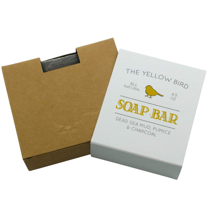 The Yellow Bird Dead Sea Mud Soap Bar With Exfoliating Pumice Scrub Detoxifying Charcoal Organic Natural Essential Oils
