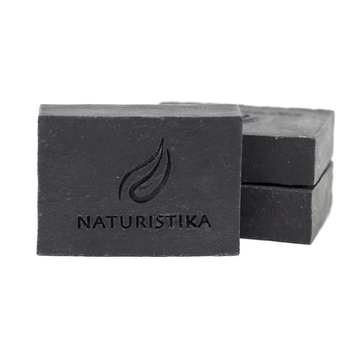 Naturistika Activated Charcoal Soap Bar 3 Pack Vegan and All Natural Handcrafted with Organic Oils Face and Body Soap Fo