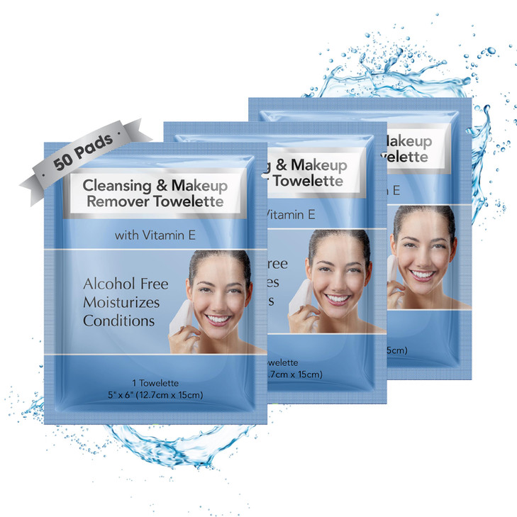 Diamond Wipes Makeup Remover Wipes Alcohol Free Facial Cleansing with Vitamin E Case of 50 Face Wipes