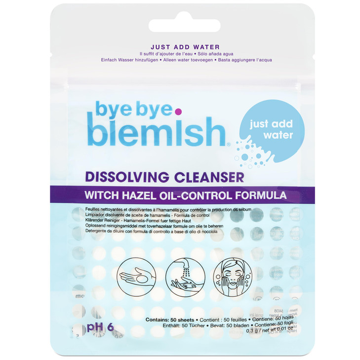 Bye Bye Blemish Dissolving Cleanser Sheets Witch Hazel OilControl Face Wash WaterActivated Facial Paper Soap for AcnePro