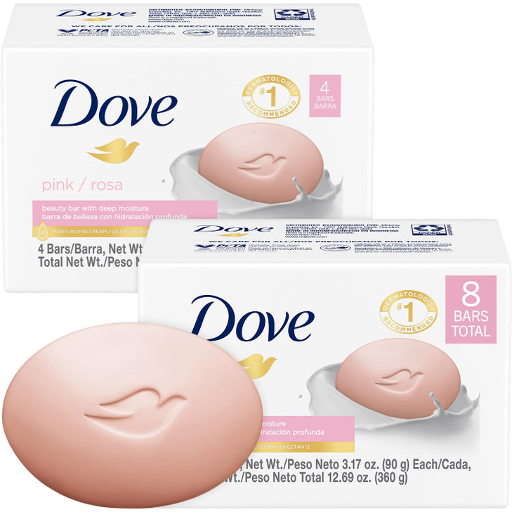 Dove Soap Pink Beauty Bar 2Pack 8 Soap Bars 3in1 Moisturizing Face Body Hand Soap 317 Oz Ea