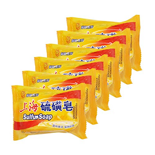 Bee Flower Shanghai Sulfur Soap 10 Sulfur Soap Bar Face and Body Acne Treatment Sulphur Bar Soaps 34 Oz 6 Packs