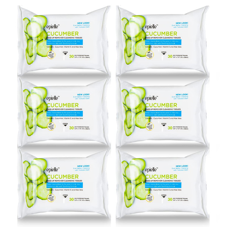 Epielle Cucumber Makeup Remover Wipes Gentle Daily Facial Cleanser Towelettes Remove Dirt Oil Waterproof Mascara Stockin