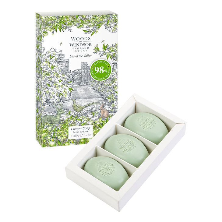 Woods of Windsor Lily Soap Bars Moisturizing Shea Butter Soap Bar Vegetable Based Fine Milled Soap with Notes of Geraniu