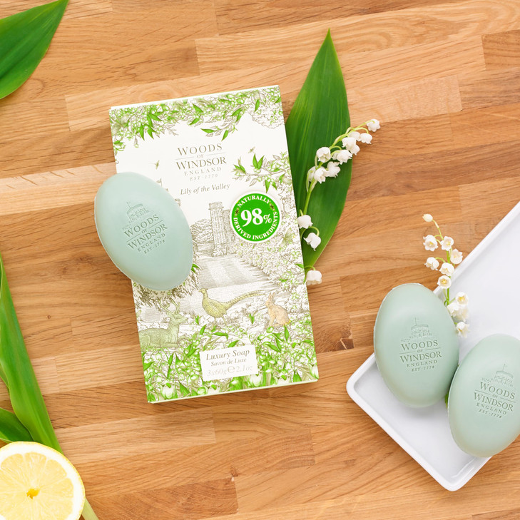 Woods of Windsor Lily Soap Bars Moisturizing Shea Butter Soap Bar Vegetable Based Fine Milled Soap with Notes of Geraniu