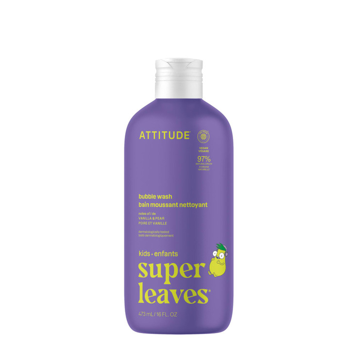 Attitude Bubble Wash for Kids EWG Verified Bubble Bath Hair Shampoo and Body Soap Dermatologically Tested Plant and Mine