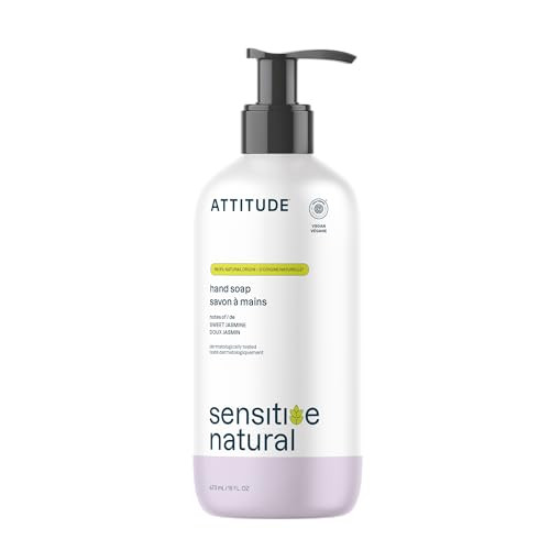 ATTITUDE Hand Soap for Sensitive Skin with Oat EWG Verified Dermatologically Tested Vegan Sweet Jasmine Scent 16 Fl Oz