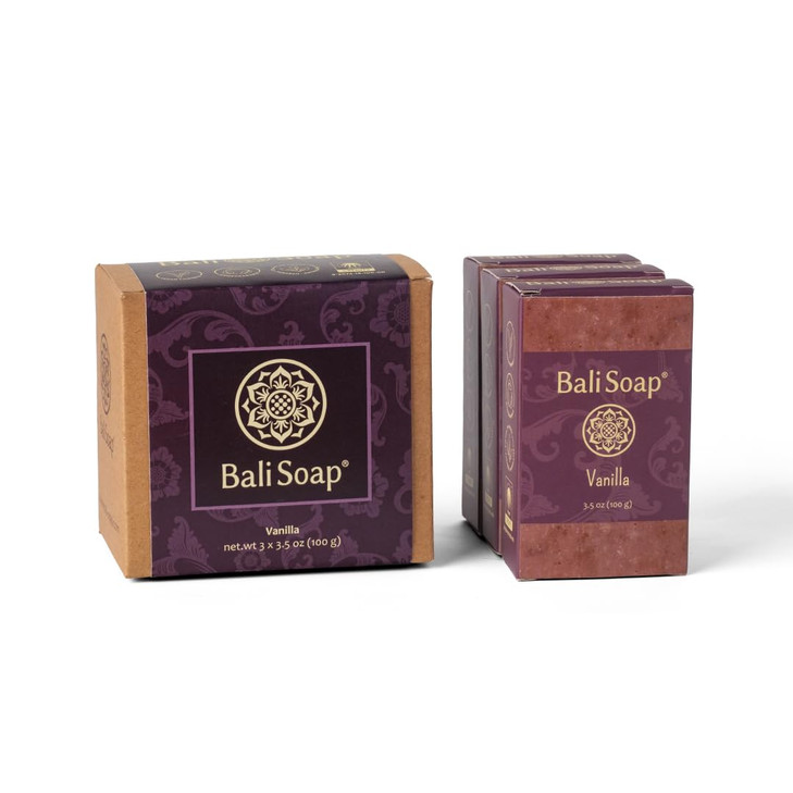 Bali Soap Vanilla Natural Soap Bar for Men Women Vegan Handmade Exfoliating Moisturizing Soap 3 Pack 35 Oz Each