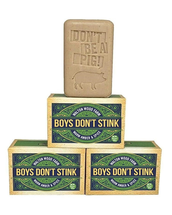 Walton Wood Farm 105 oz Soap Boys Dont Stink Warm Amber Spice 3 Pack