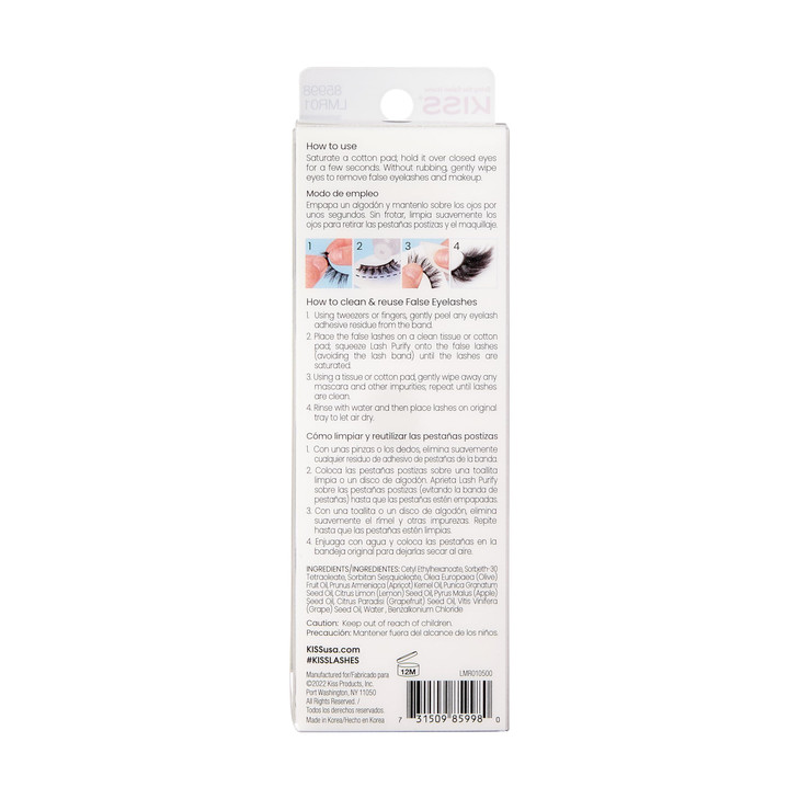 KISS Lash Purify Eye Makeup Remover False Eyelash CleanserConditioner Gentle 3in1 Formula Removes Lash Glue Waterproof M