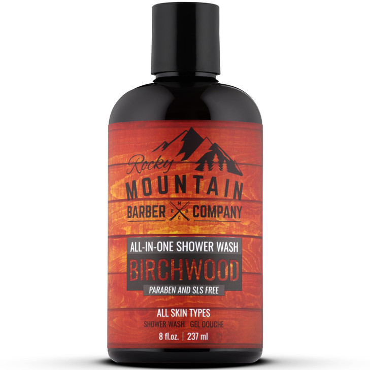 Rocky Mountain Barber Company Birchwood AllInOne Body Wash Shampoo Body Wash Conditioner Face Wash Beard Wash with Essen
