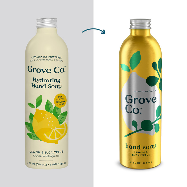 Grove Co Hydrating Gel Hand Soap Refills 2 x 13 Fl Oz 1 x Reusable Glass Soap Dispenser Refillable Liquid Hand Soap Star