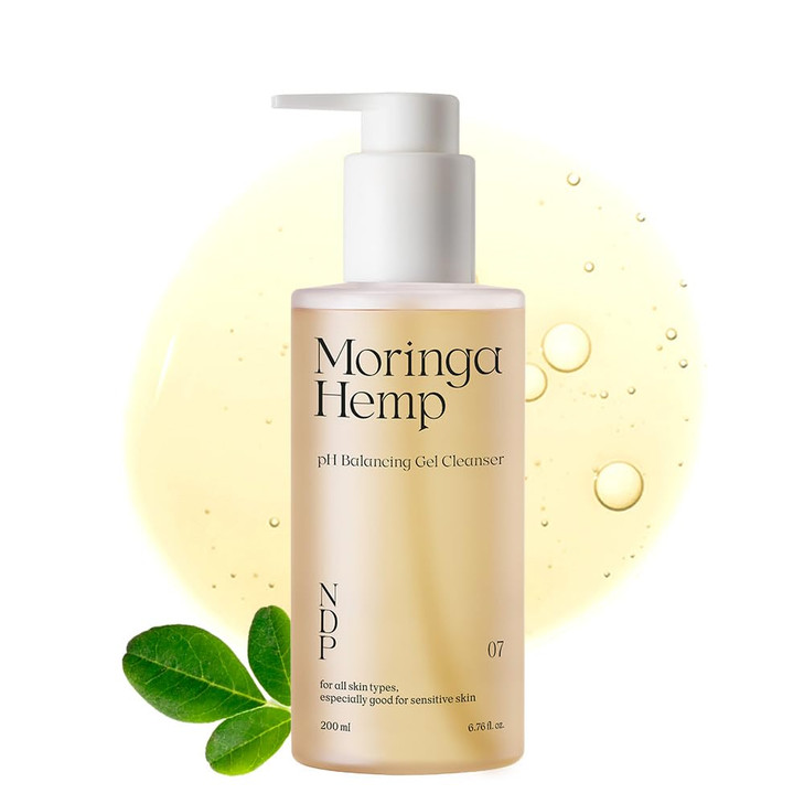 NDP Moringa Hemp Gel Cleanser GeltoFoam pH Balancing Vegan NonStripping Hydrating Face Wash for Sensitive Skin Fragrance
